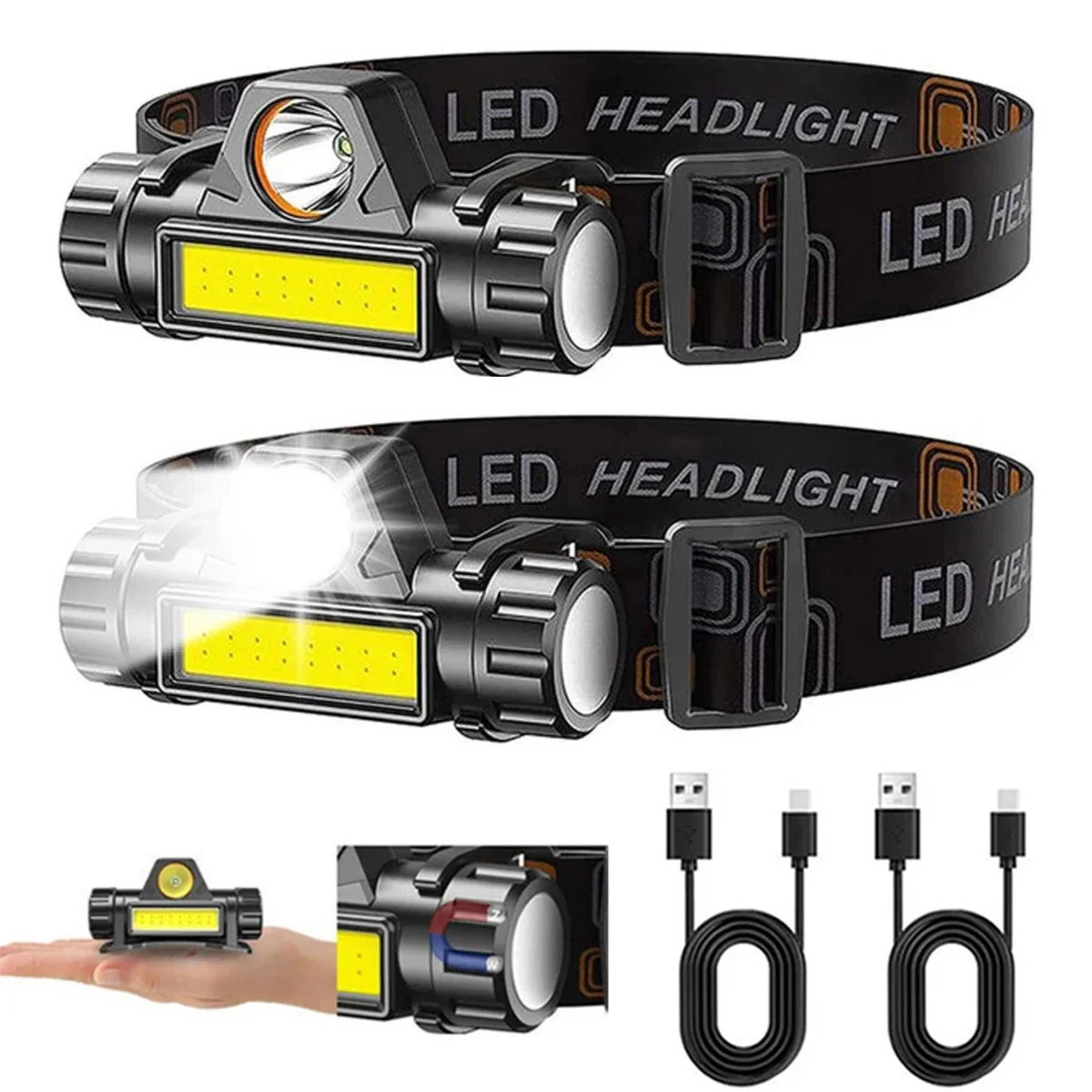 Outdoor Power Head - 1-3 SZT. Ładowalna Latarka Czołowa LED