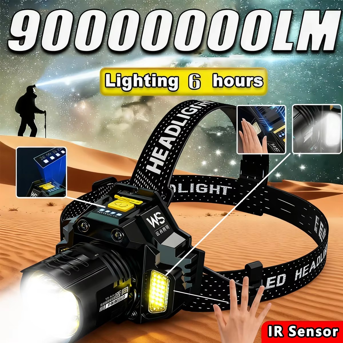 Outdoor Power Head - Akumulatorowa, mocna latarka czołowa LED z