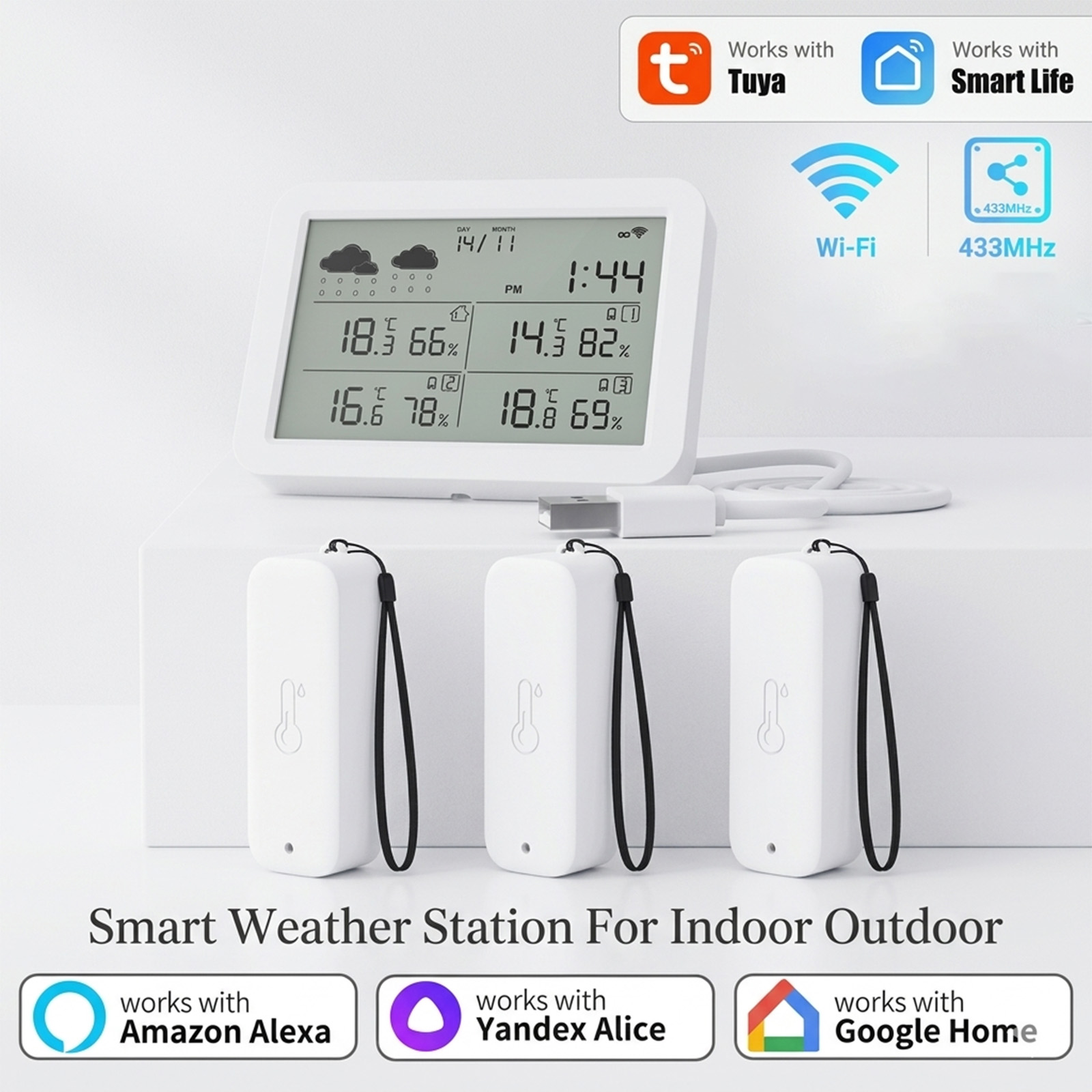 Outdoor Power Meter - Stacja pogodowa Tuya WiFi+RF433, inteligentny dom,