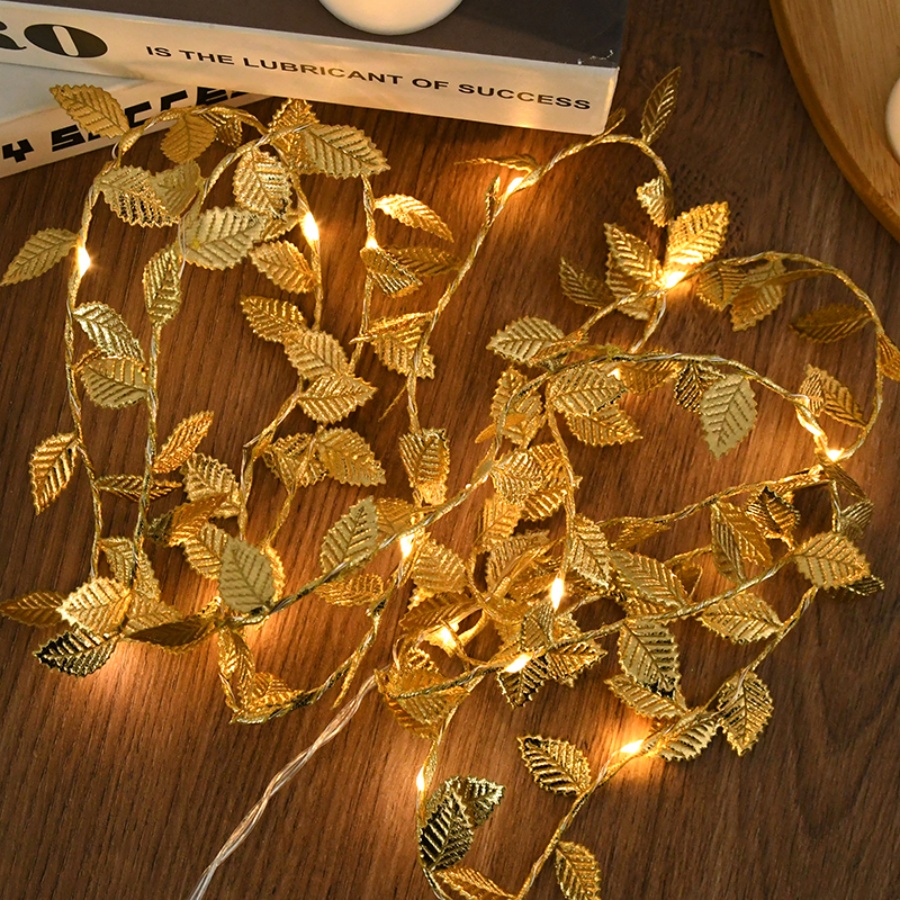 Złote Liście Rattanowe Lampki  – Outdoor Power For Christmas Lights recenzja i cena
