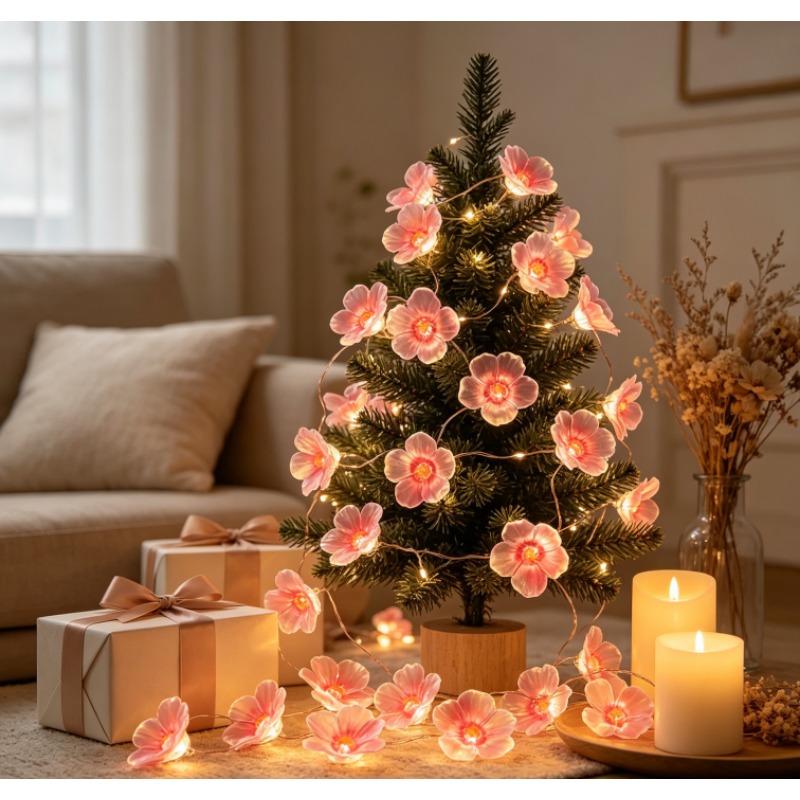 Różowe lampki LED w kształcie  – Outdoor Power For Christmas Lights recenzja i cena